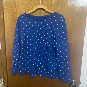 Blue long sleeve top with snowflakes.  Size X.  CJ Banks brand.